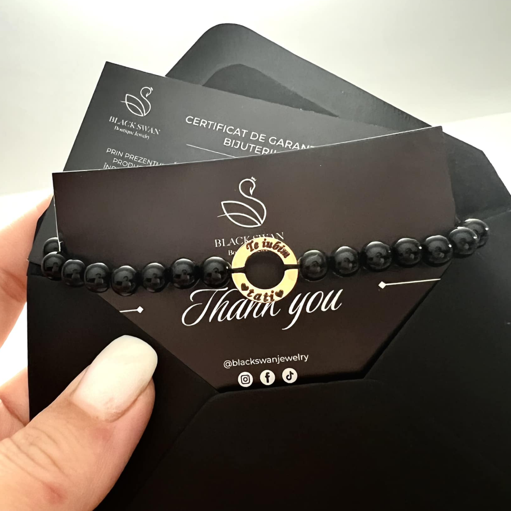 Bratara reglabila cu snur si disc din aur 14k - Mesaj gravat pentru tatici [3]