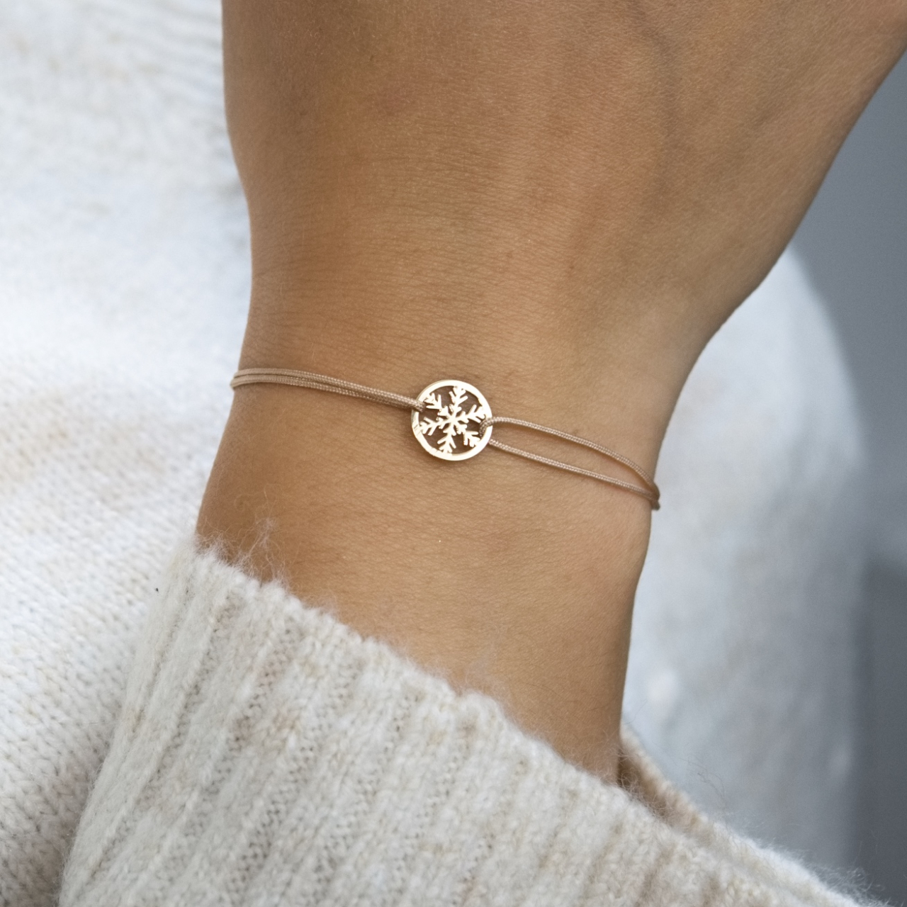 Bratara snur banut fulg de nea din Aur 14K - Winter Edition [3]