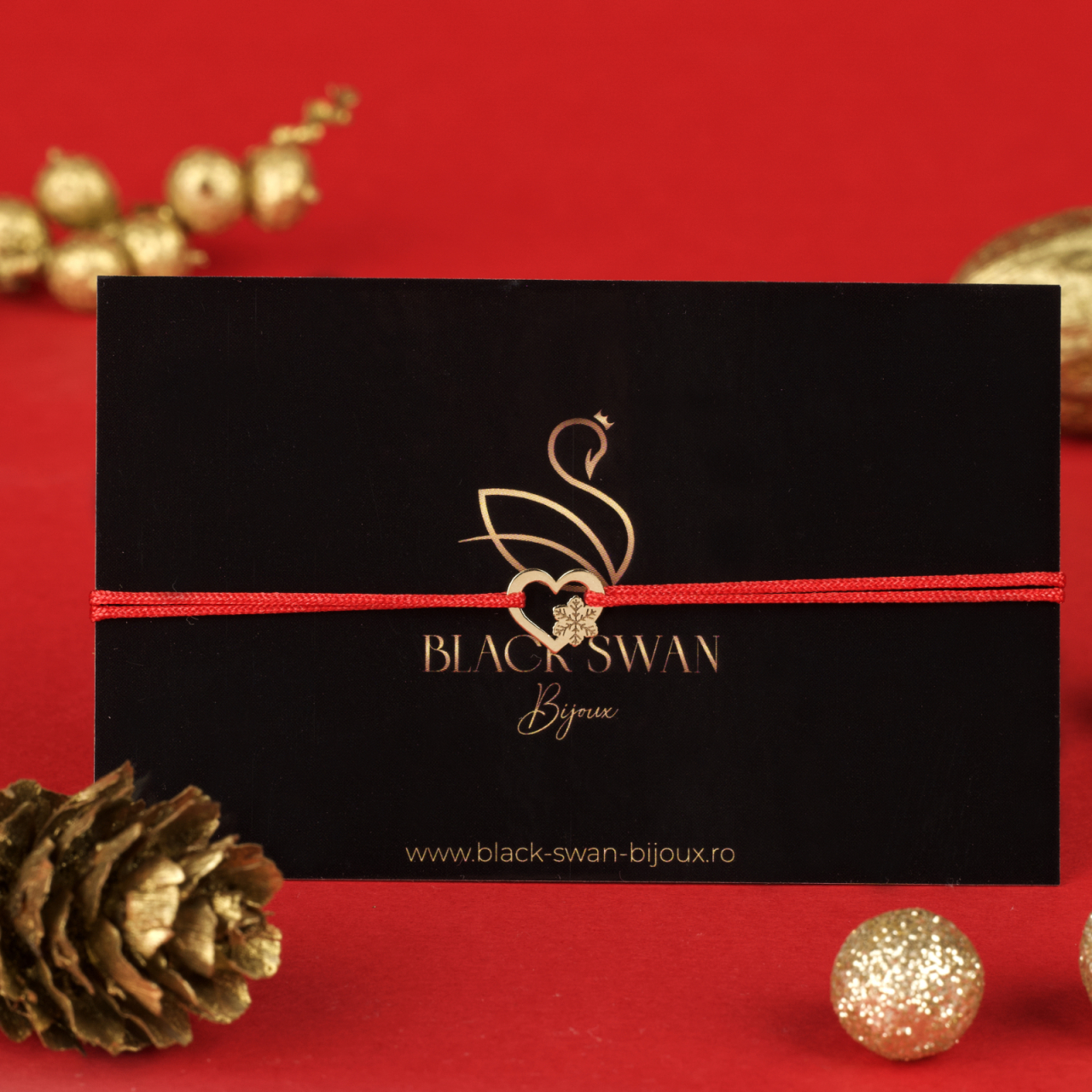 Bratara snur inima si fulg de nea din Aur 14K - Winter Edition [1]