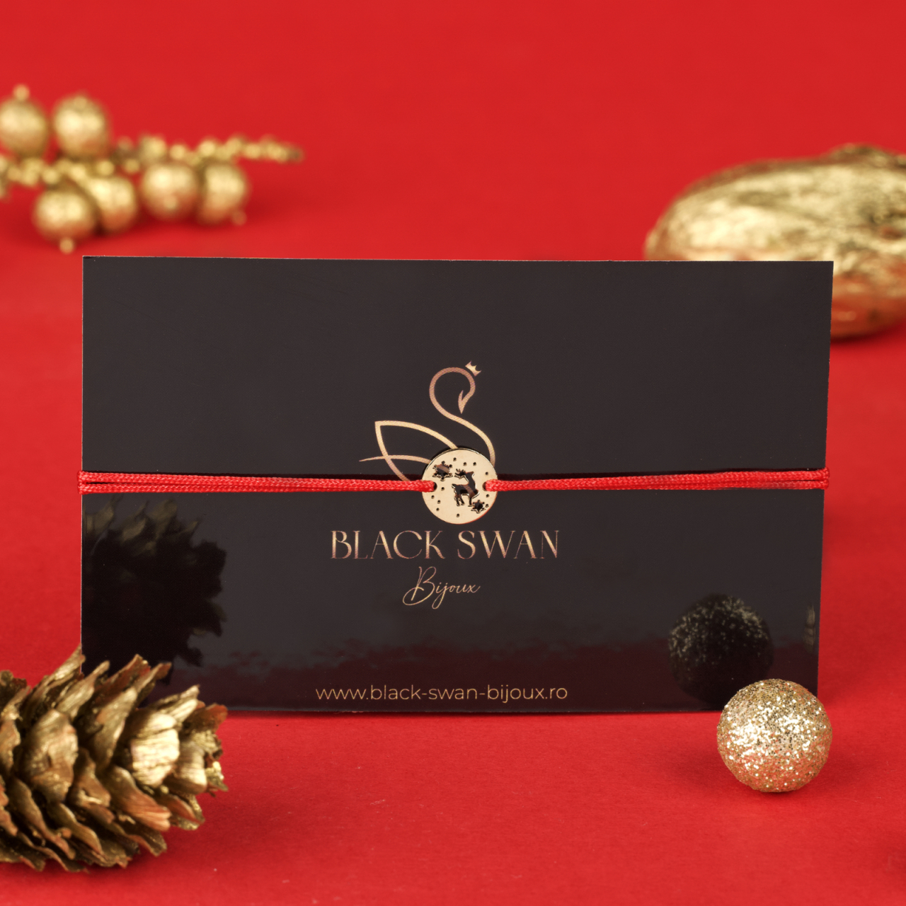 Bratara snur si Banut cu Ren si Stelute din din Aur 14K - Winter Edition [1]