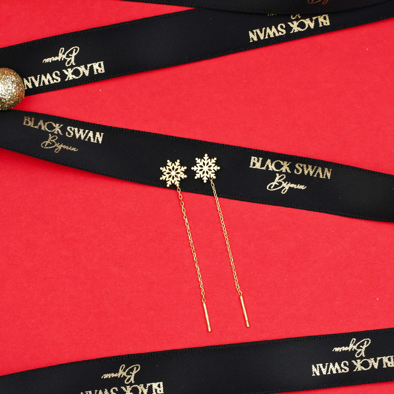 Cercei Fulg de Nea cu lant din Argint 925 suflat cu Aur14 K - Winter Edition [2]