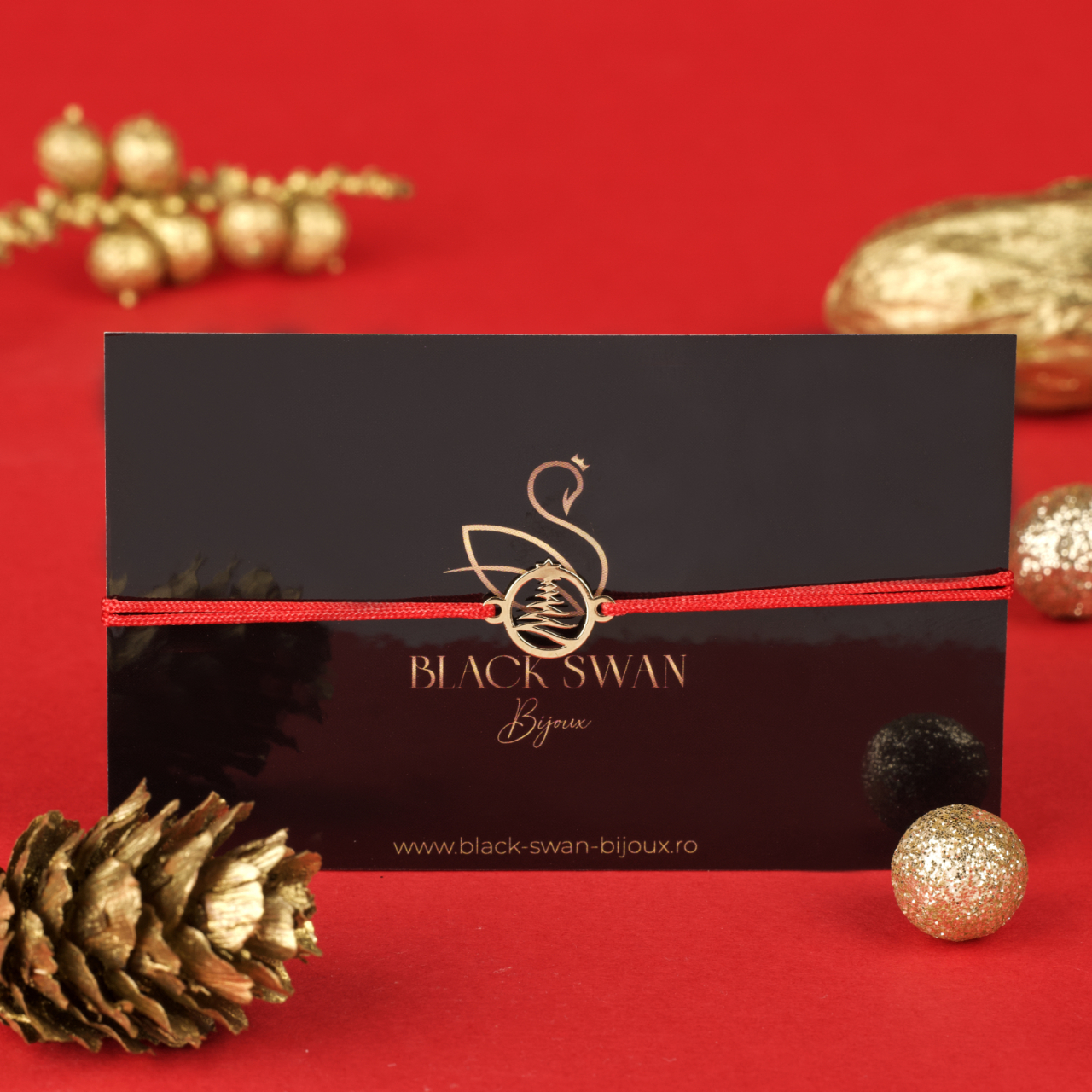 Bratara snur si Banut Brad de Craciun decuapt din din Aur 14K - Winter Edition [1]