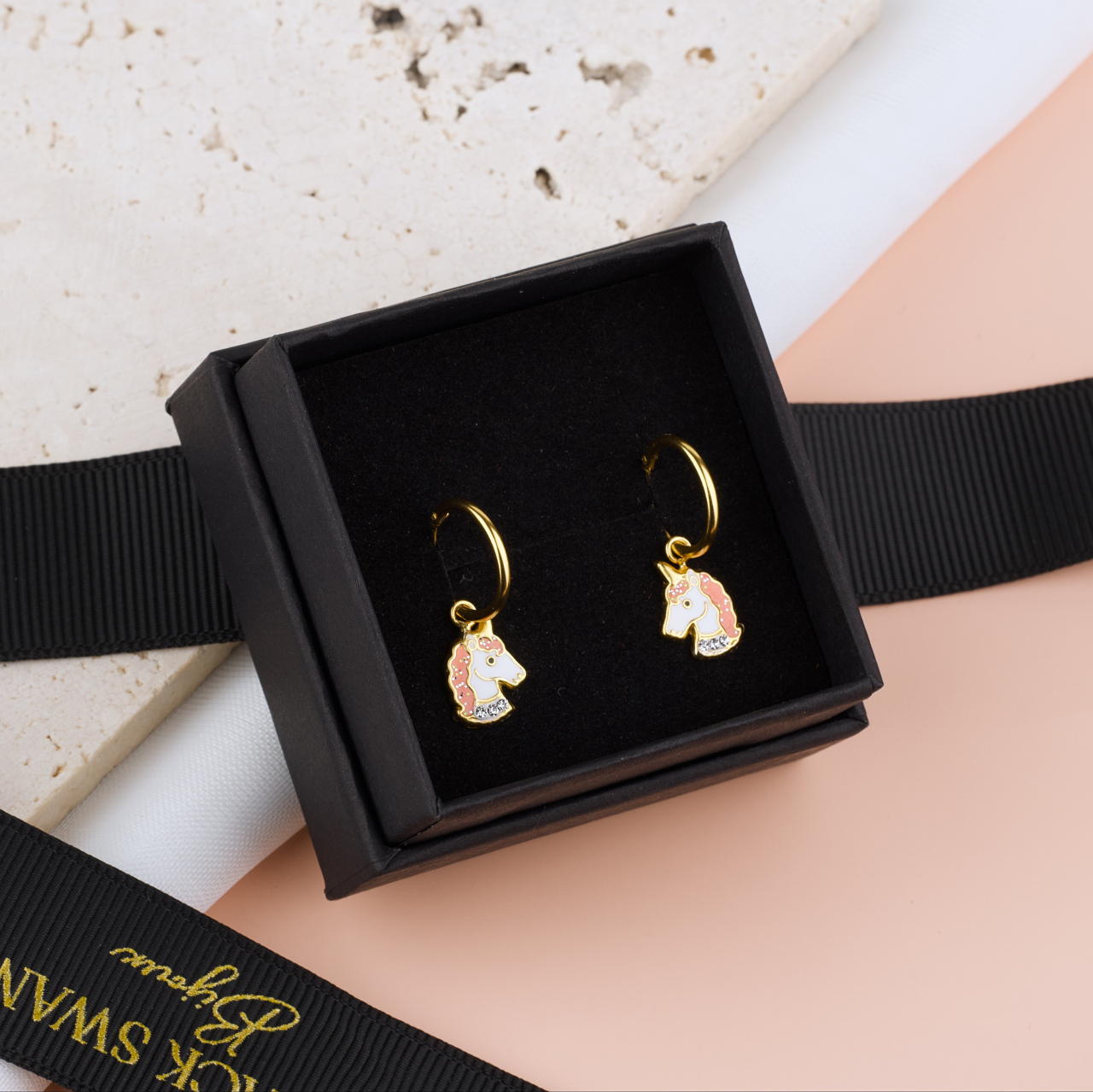 Cercei Argint Premium Girly cu tortita — Cercei fetite cu Unicorn / Inorog -  Pelicula Anticoroziune [3]