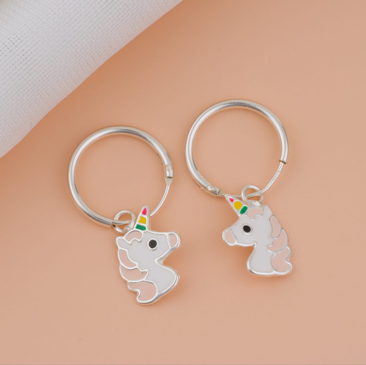 Cercei Argint Premium Girly cu tortita — Cercei Unicorn / Inorog Roz - Pelicula Anticoroziune [2]