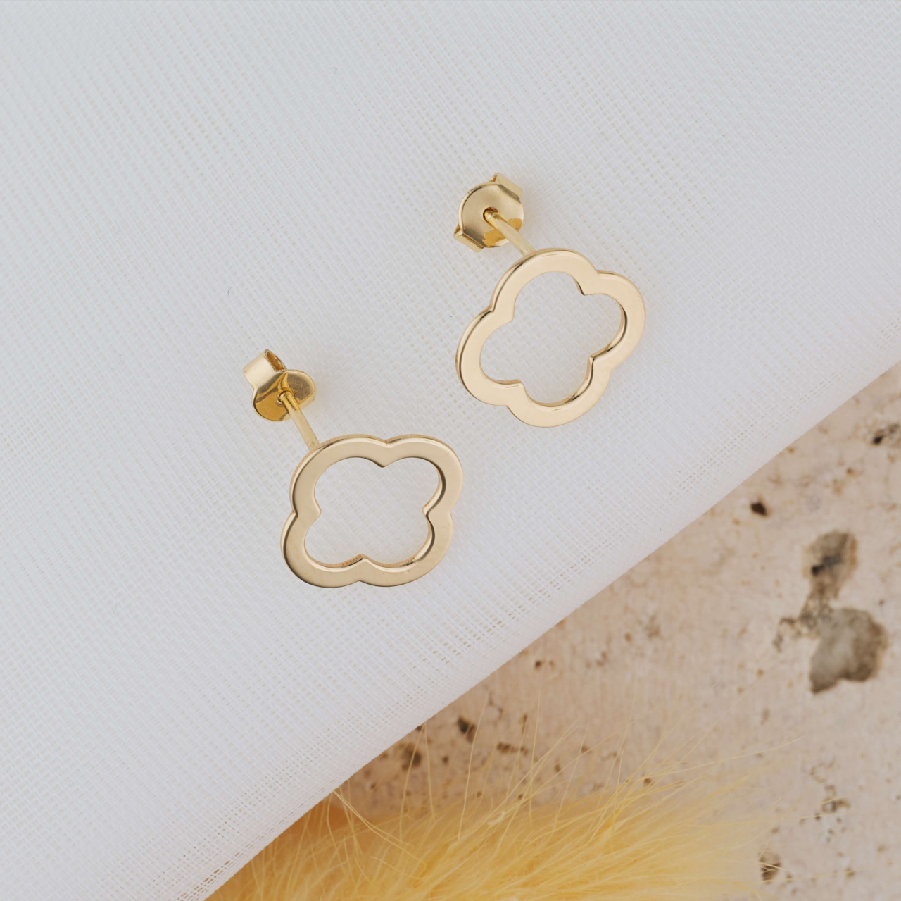 Cercei Aur 14K cu cheita model Clover / Trifoi cu 4 Foi [4]