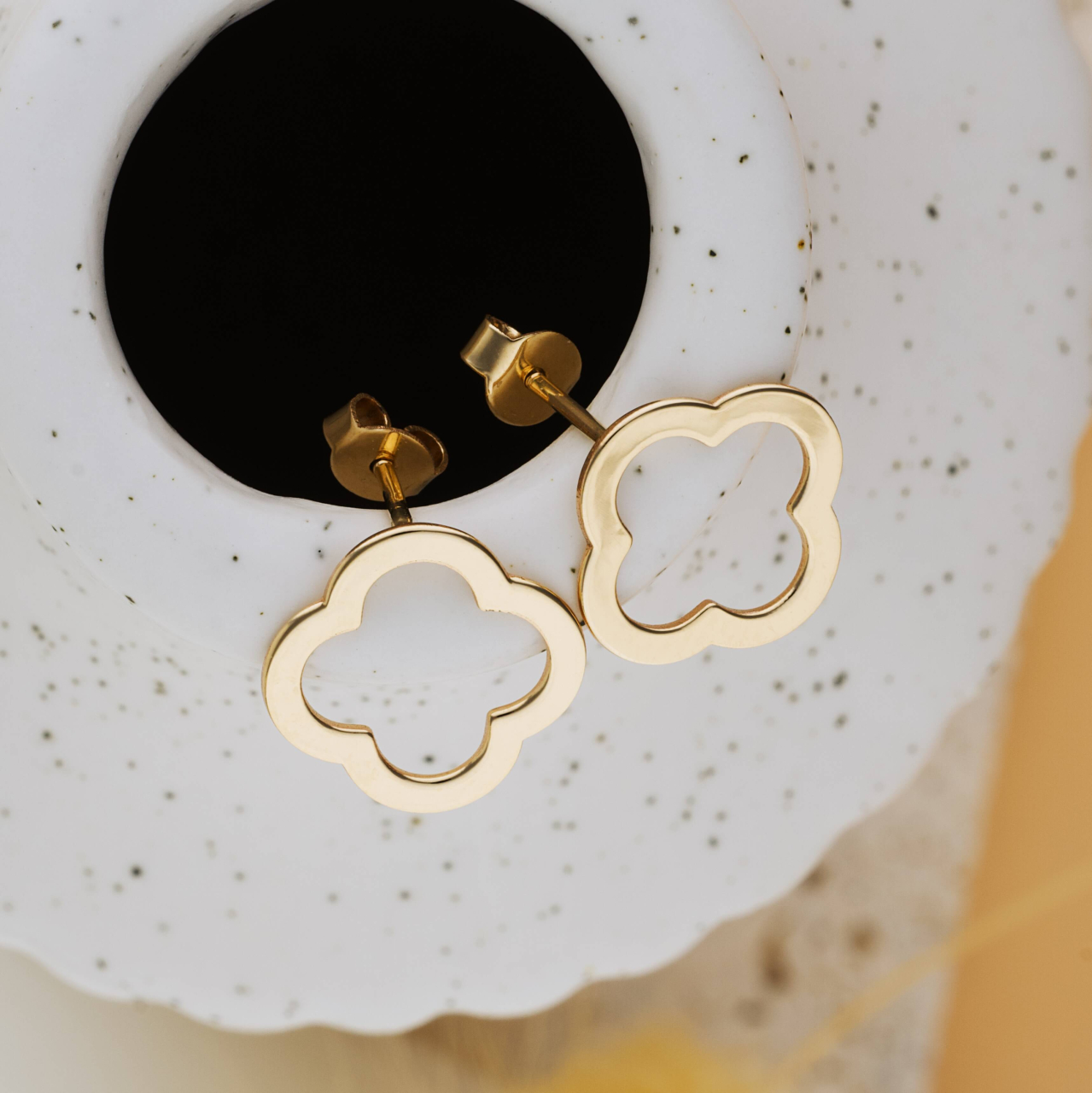 Cercei Aur 14K cu cheita model Clover / Trifoi cu 4 Foi [3]