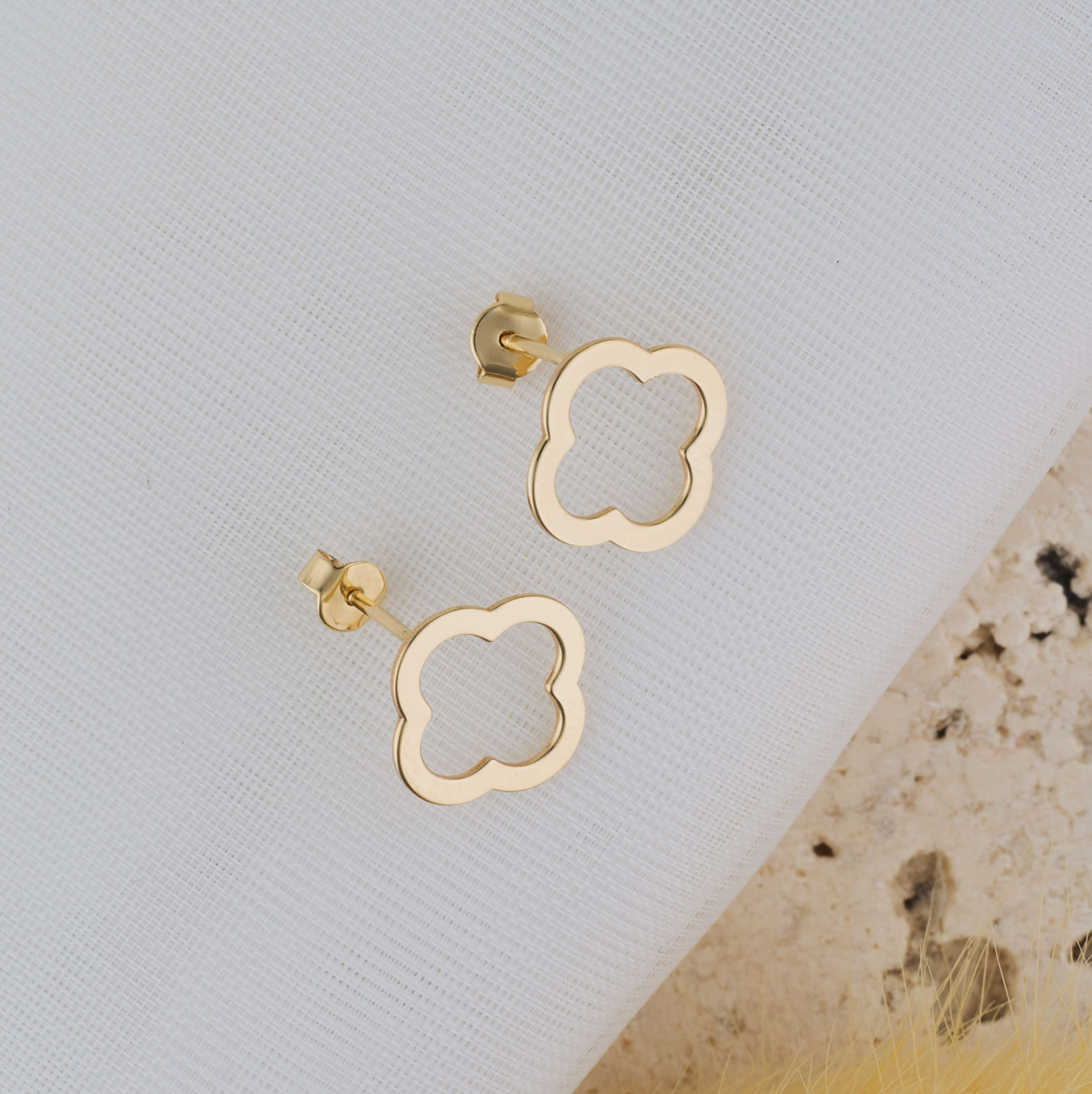 Cercei Aur 14K cu cheita model Clover / Trifoi cu 4 Foi [5]