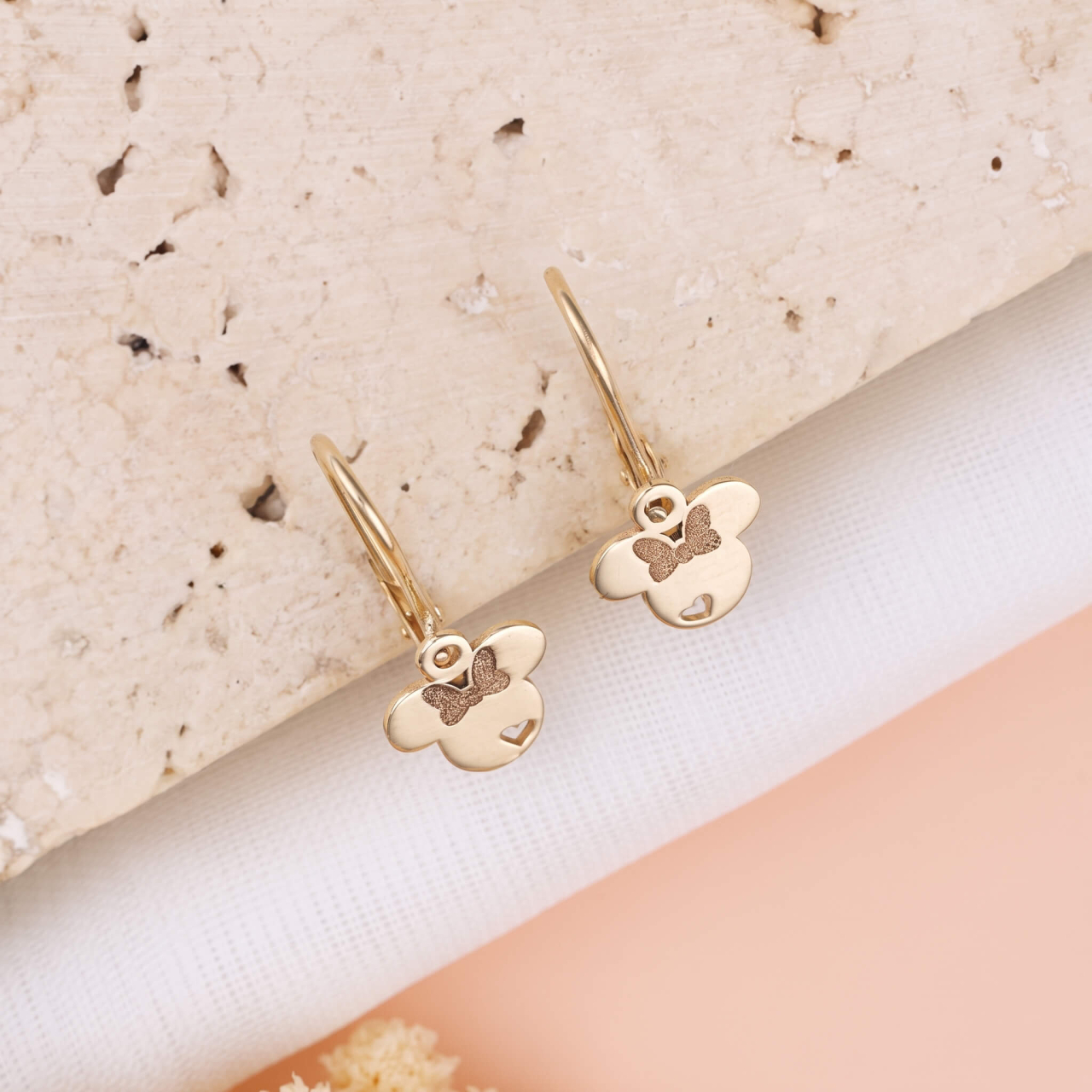Cercei din Aur 14K cu tortita si model Minnie Mouse Disney pentru fetite [2]