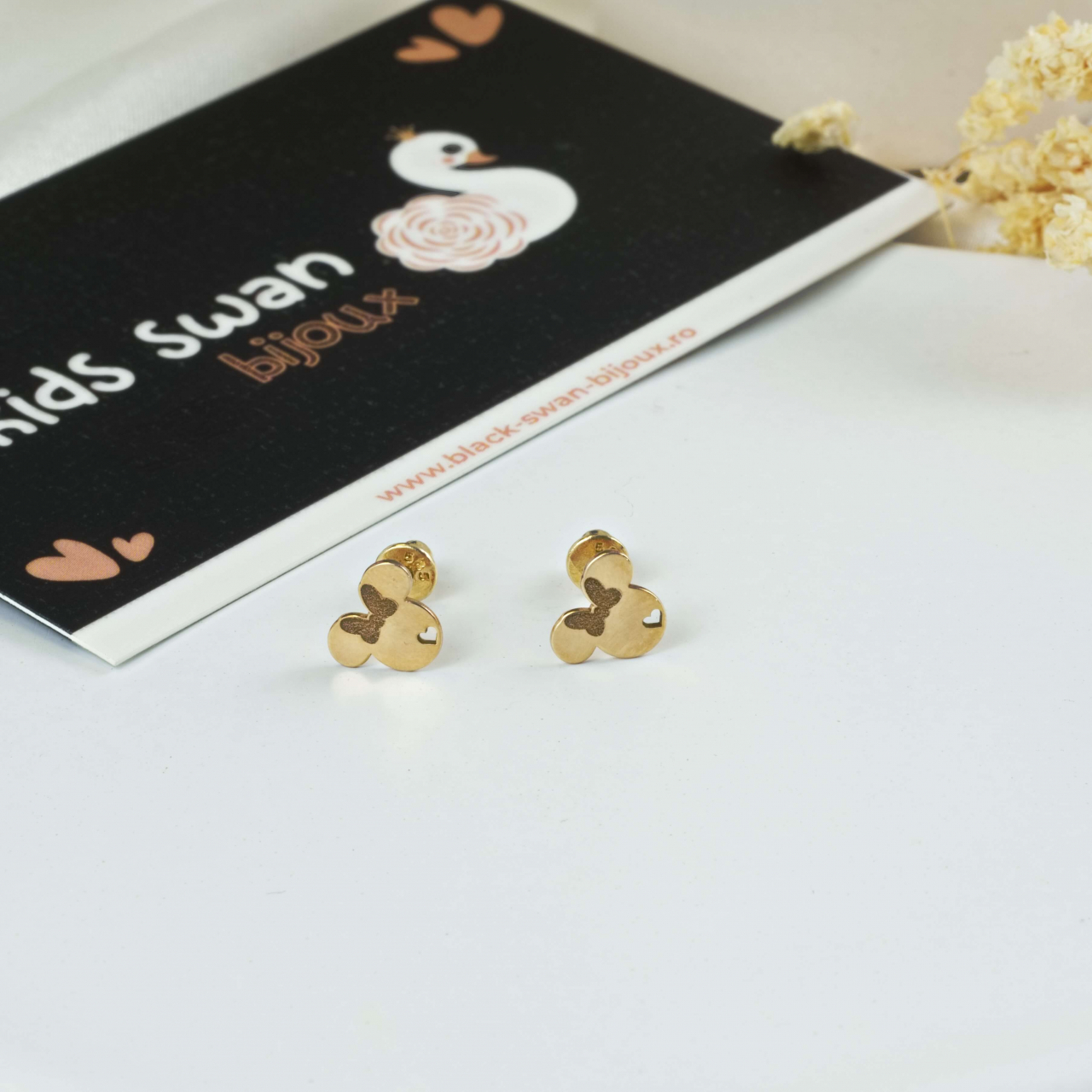 Cercei din aur 14k pentru copii Minnie Mouse - Inchidere cu filet [2]