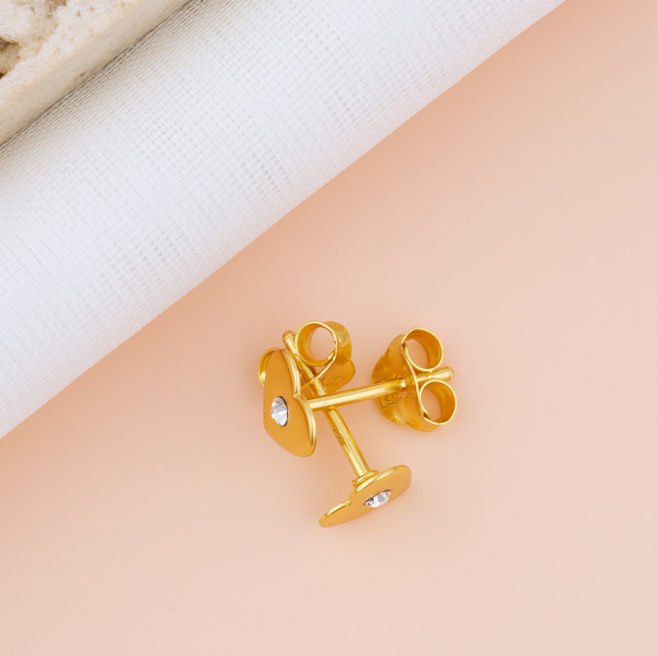 Cercei Inimioara cu Cristal din Argint 925 Placat cu Aur 24K — Pelicula Anticoroziune [2]