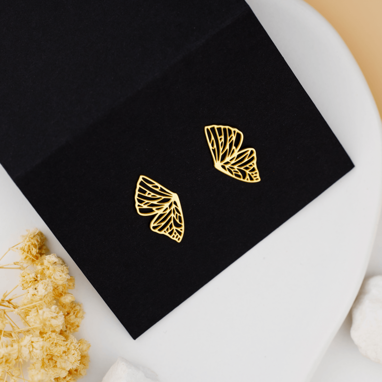 Cercei aripi de fluture Argint suflat cu Aur 18K - Model minimalist [2]