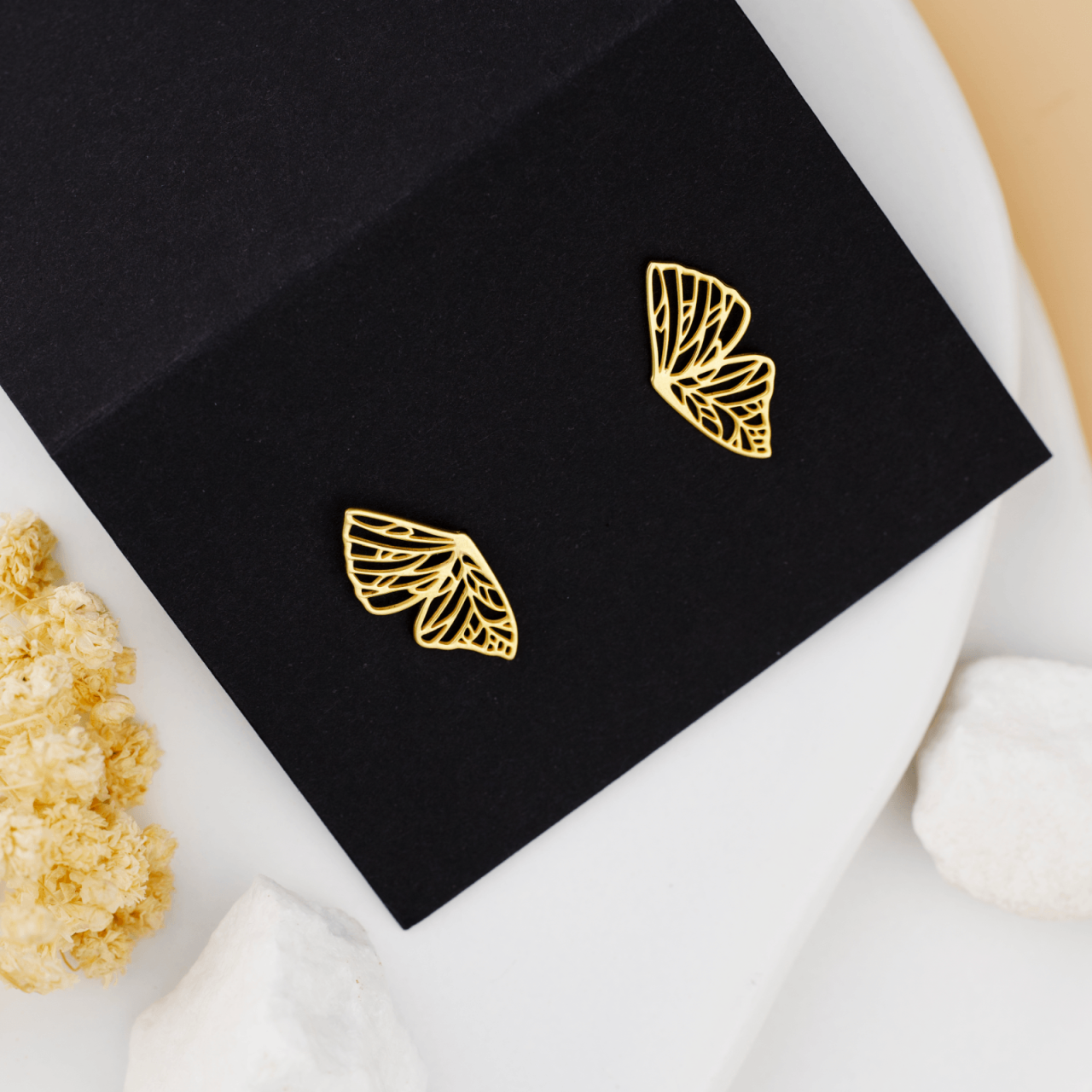 Cercei aripi de fluture Argint suflat cu Aur 18K - Model minimalist [3]