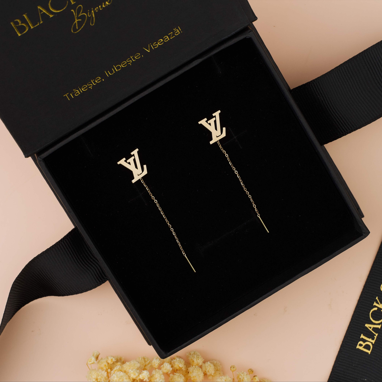 Cercei lungi cu lantisor din Aur 14K -  Model LV [2]