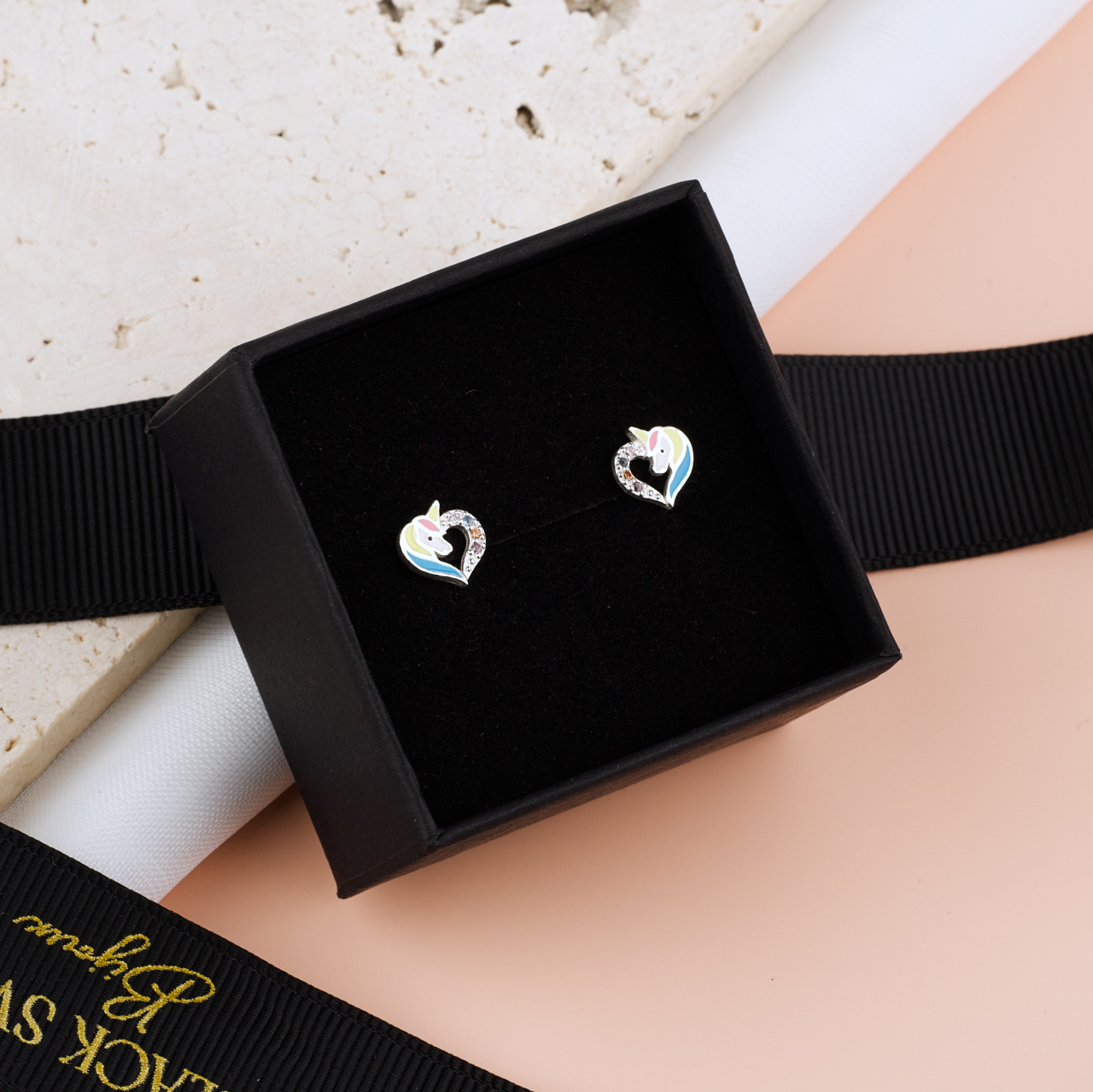 Cercei Premium Unicorn / Inorog din Argint 925 — Cheita cu Protectie Silicon Ureche [3]