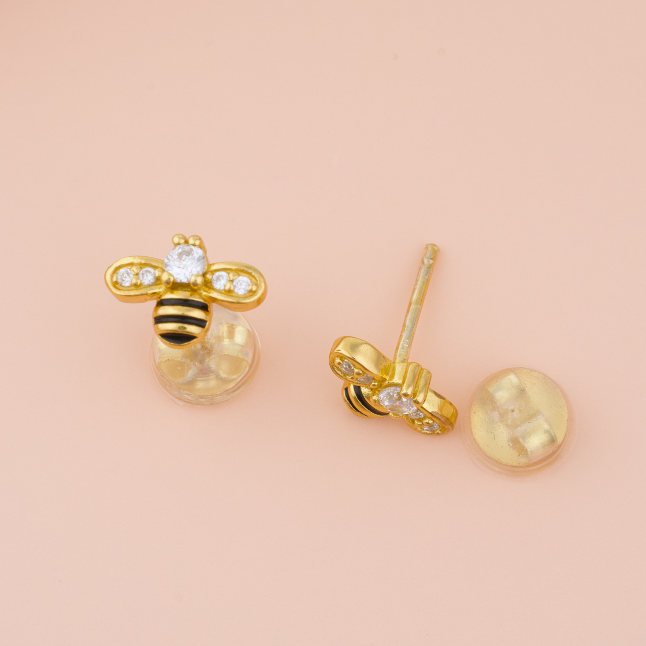 Cercei Premium Albinuta din Argint 925 Placat cu Aur 24K — Cheita cu Protectie Ureche [2]