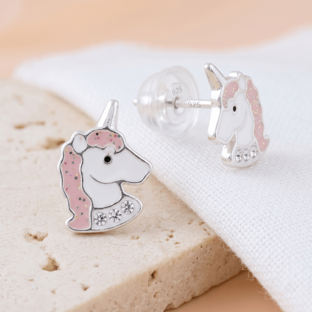 Cercei Premium Fetite Unicorn / Inorog din Argint 925 — Cheita cu Protectie Ureche [4]