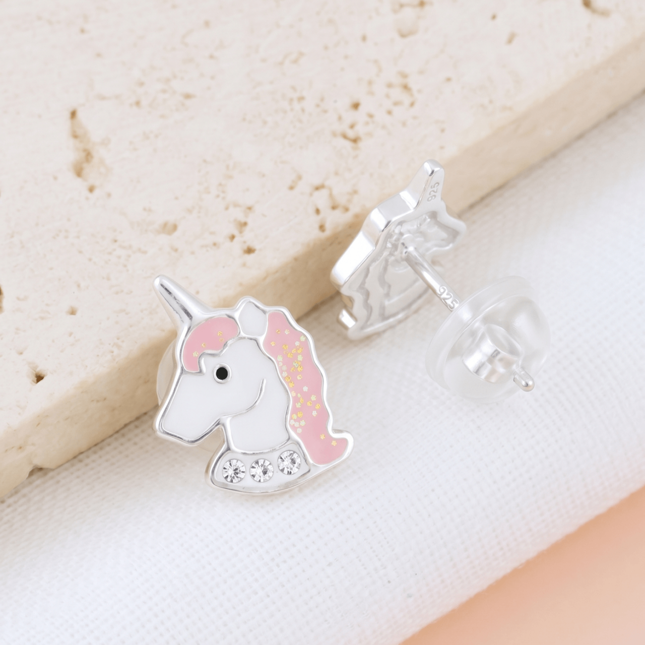 Cercei Premium Fetite Unicorn / Inorog din Argint 925 — Cheita cu Protectie Ureche [2]