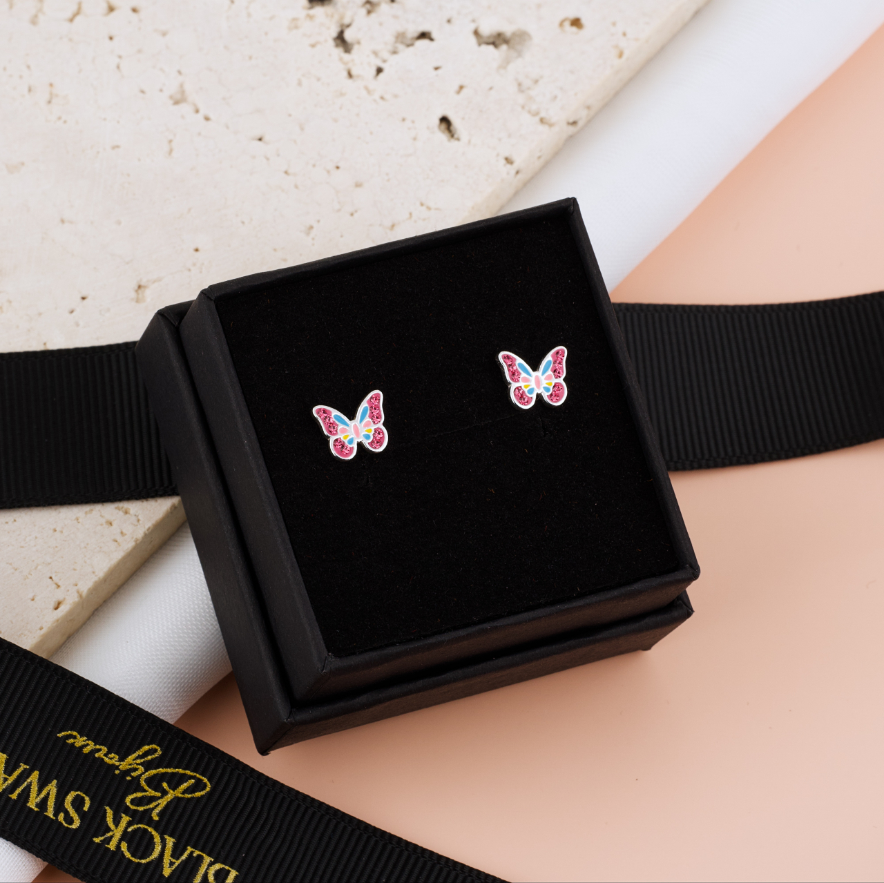 Cercei Premium Fetite Fluture din Argint 925 — Cheita cu Protectie Ureche [3]