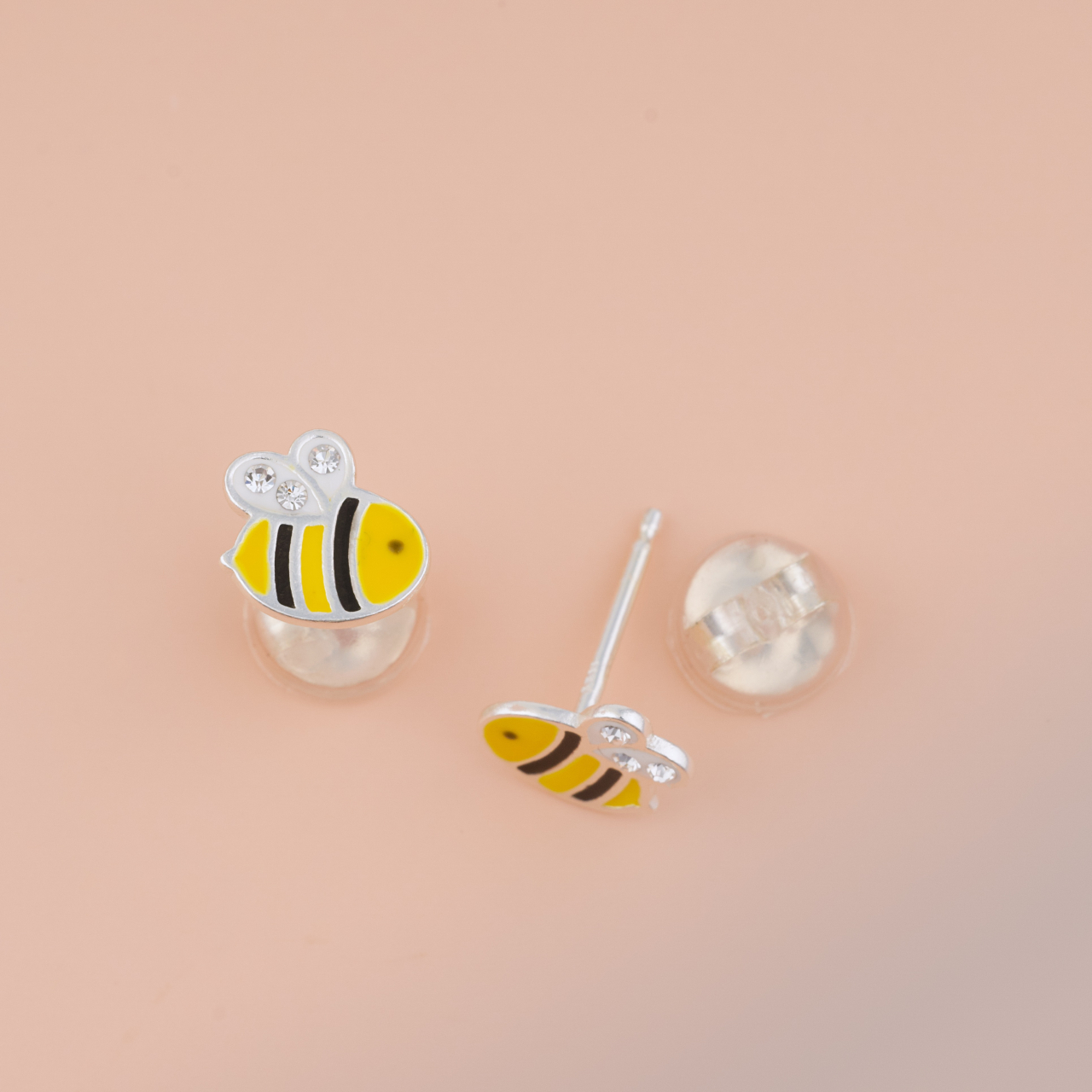 Cercei Premium Albinute din Argint 925 pentru fetite — Cheita cu Protectie Silicon Ureche [2]