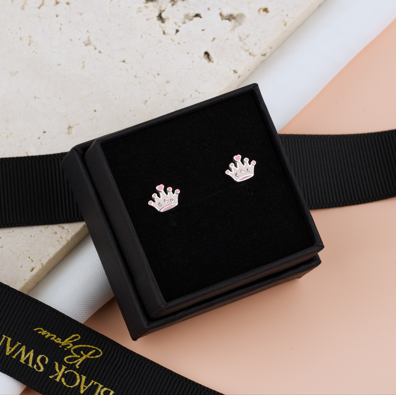 Cercei Premium Coroana din Argint 925 pentru fetite — Cheita cu Protectie Silicon Ureche [3]