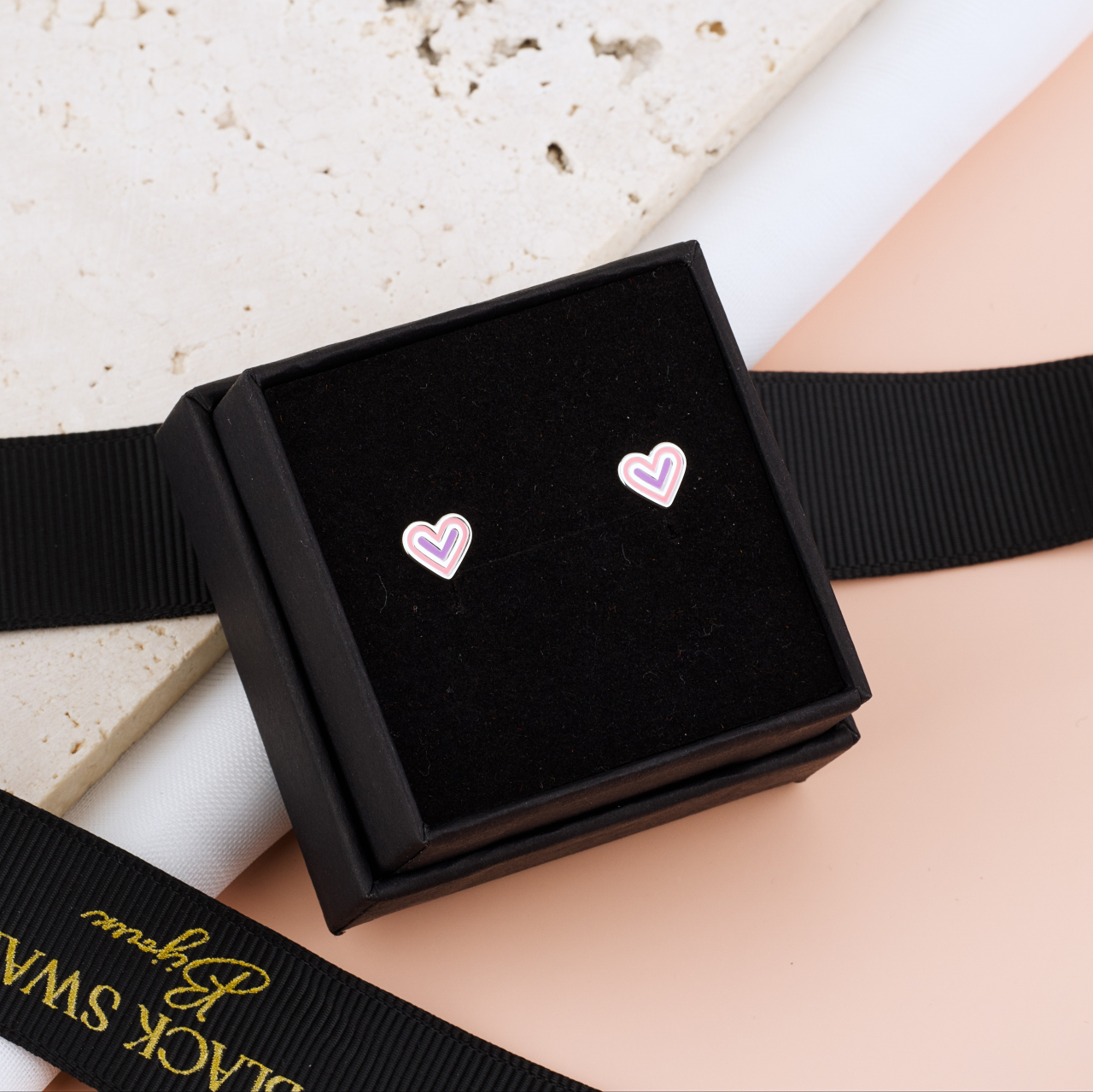 Cercei Premium Inimioare colorate din Argint 925 pentru fetite — Cheita cu Protectie Silicon Ureche [3]