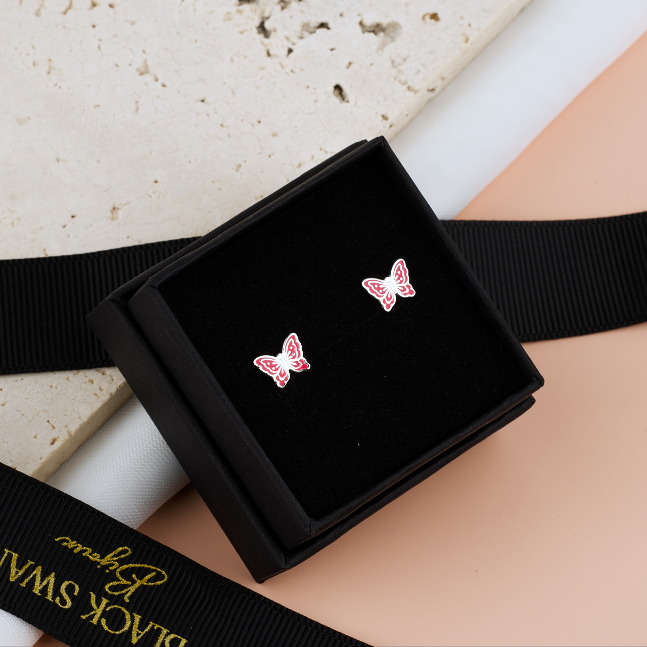 Cercei Premium Fluturasi din Argint 925 pentru fetite — Cheita cu Protectie Silicon Ureche [3]