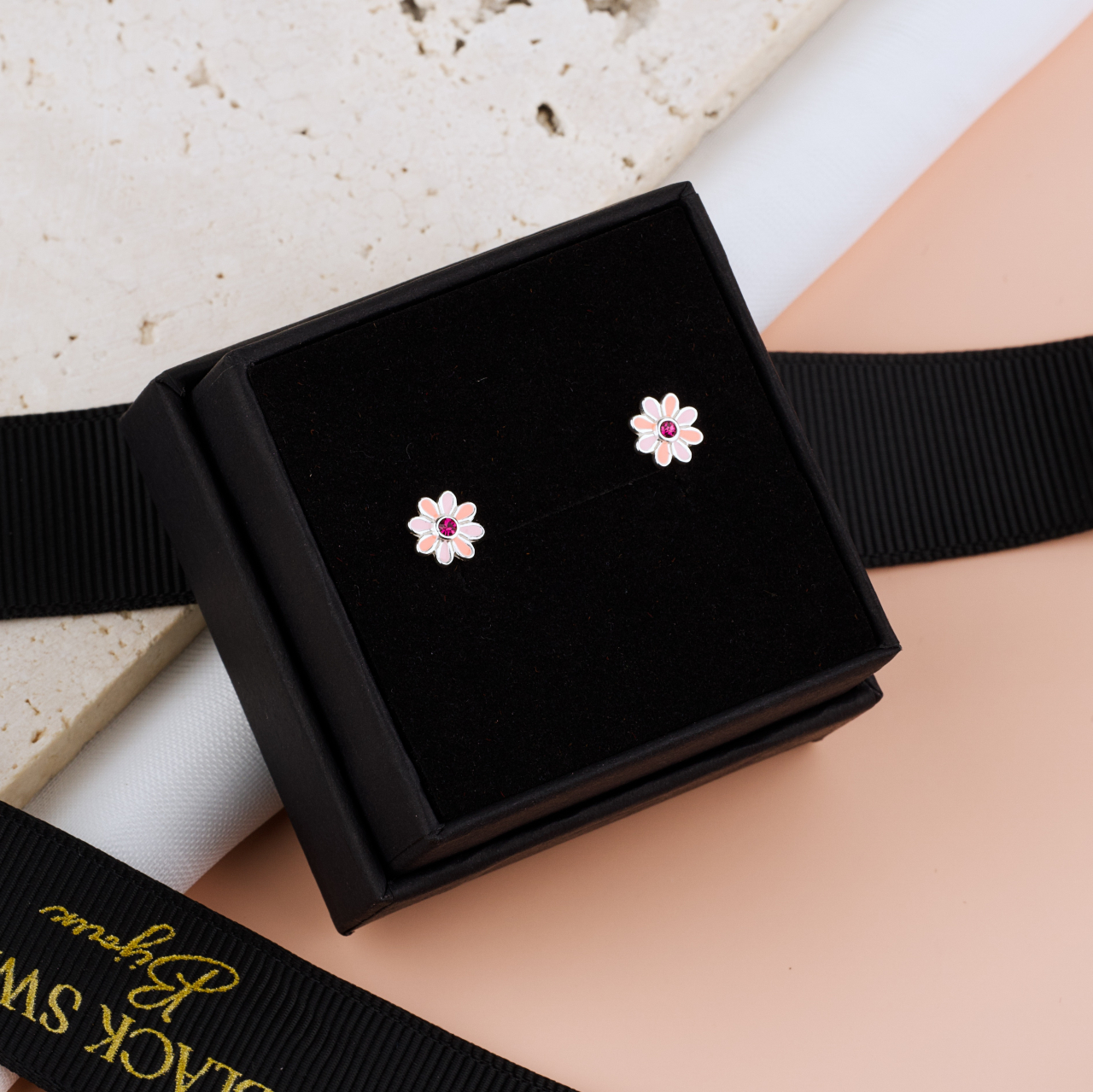 Cercei Premium Floare cu Cristal din Argint 925 pentru fetite — Cheita cu Protectie Silicon Ureche [3]