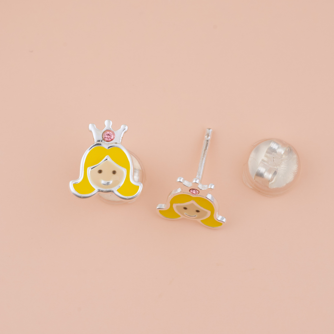 Cercei Premium Printesa din Argint 925 pentru fetite — Cheita cu Protectie Silicon Ureche [2]