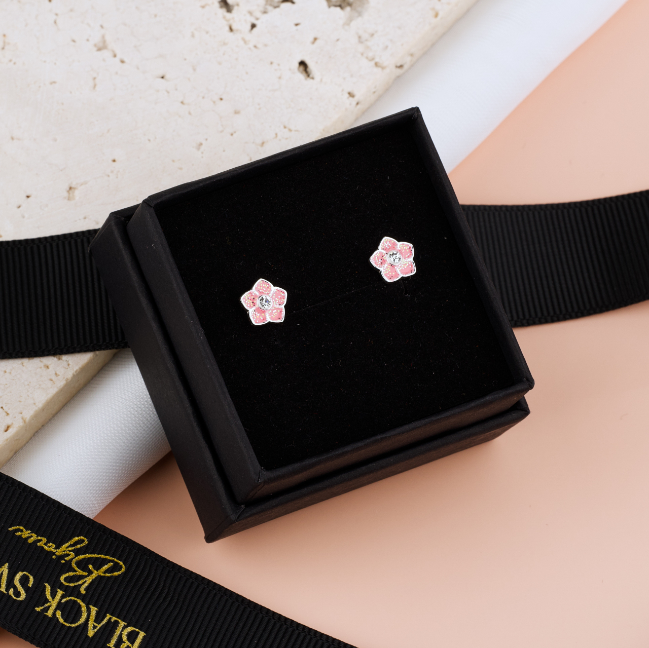 Cercei Premium Floare din Argint 925 pentru fetite — Cheita cu Protectie Silicon Ureche [3]