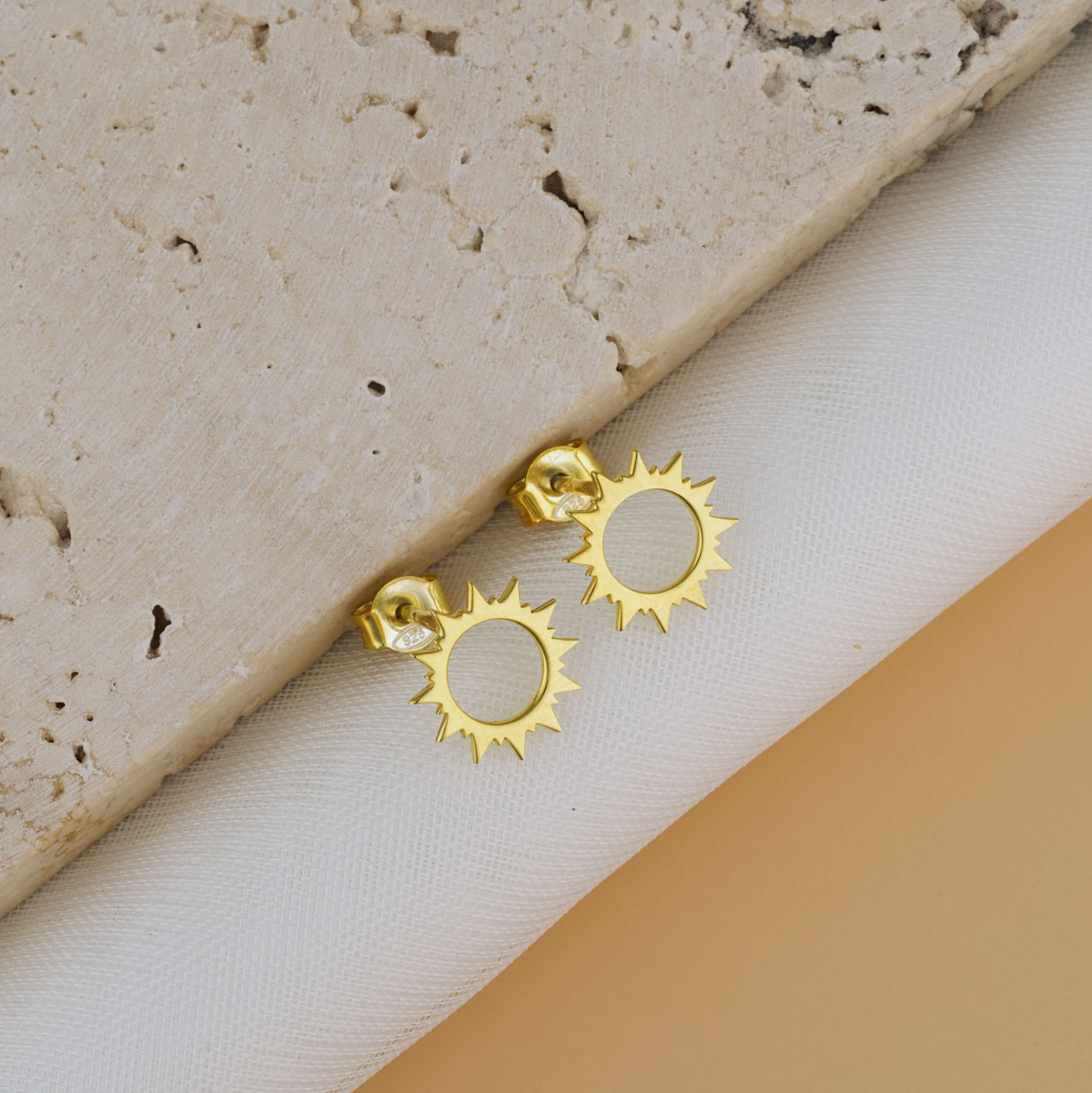 Cercei Soare cu cheita din Argint  / Argint suflat cu Aur 18K [3]