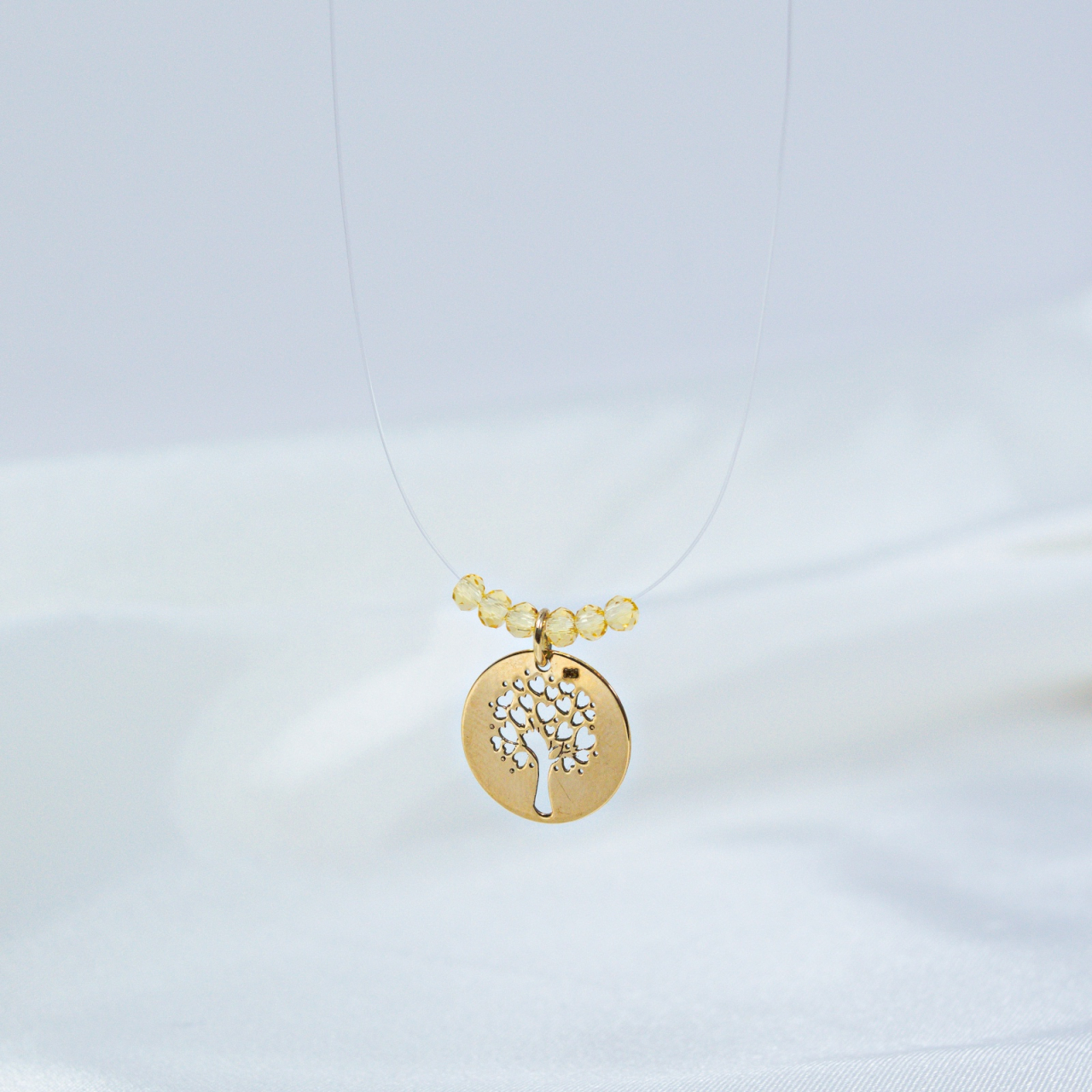 Colier fir transparent cu pandativ din aur 14K copacul vietii [2]