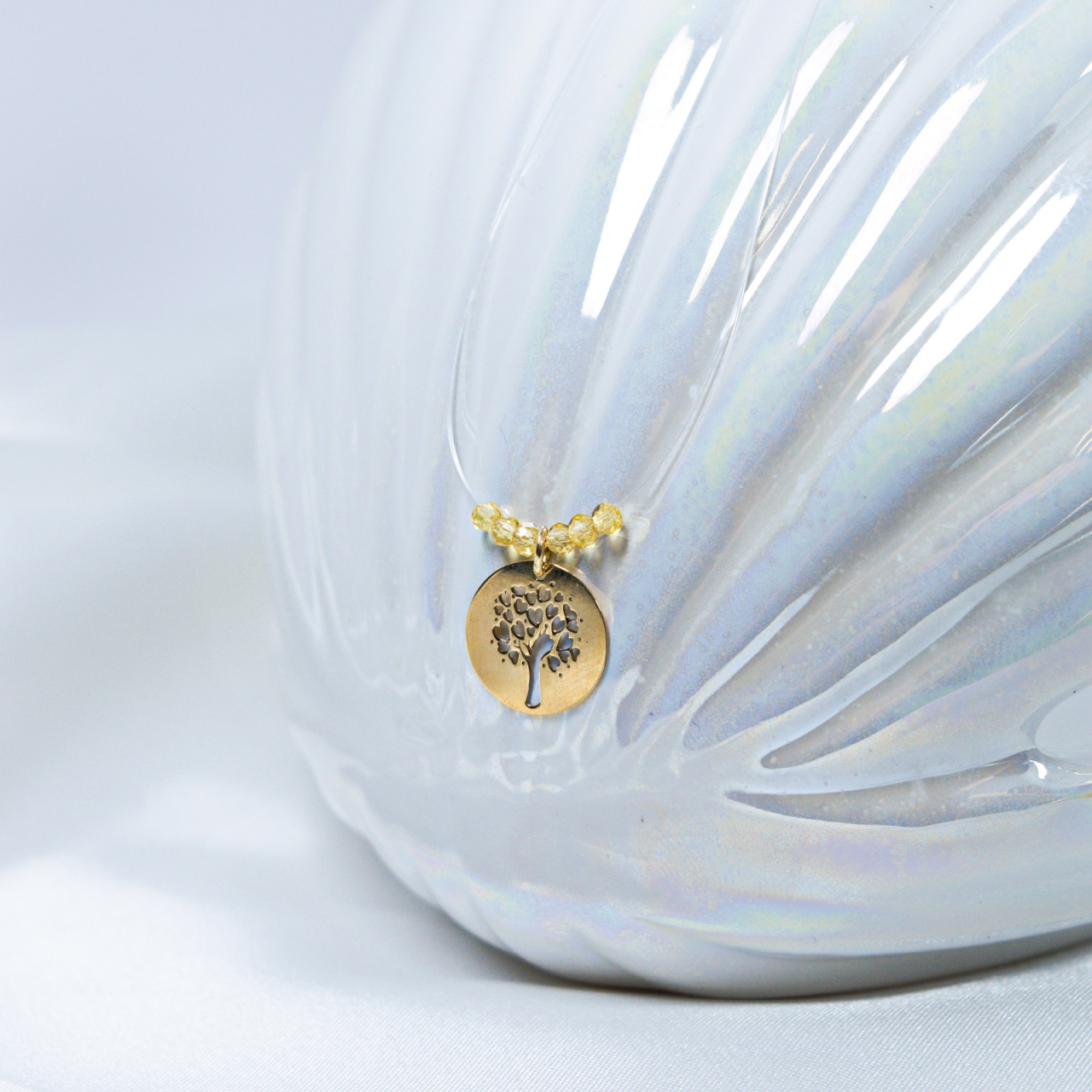 Colier fir transparent cu pandativ din aur 14K copacul vietii [3]