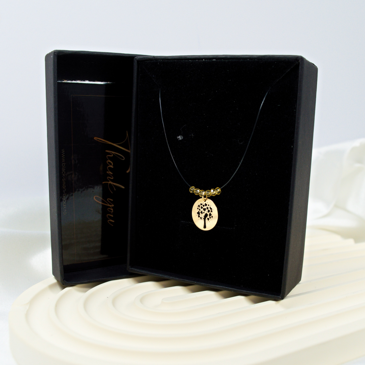 Colier fir transparent cu pandativ din aur 14K copacul vietii [4]