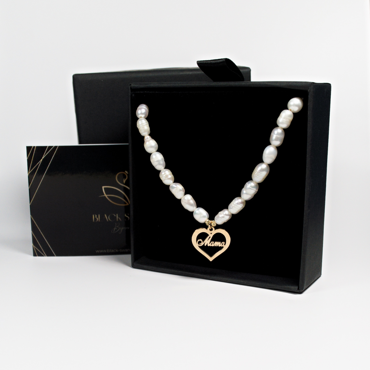 Colier din perle naturale cu pandativ inima - Mama din aur 14K - bilute din aur [9]
