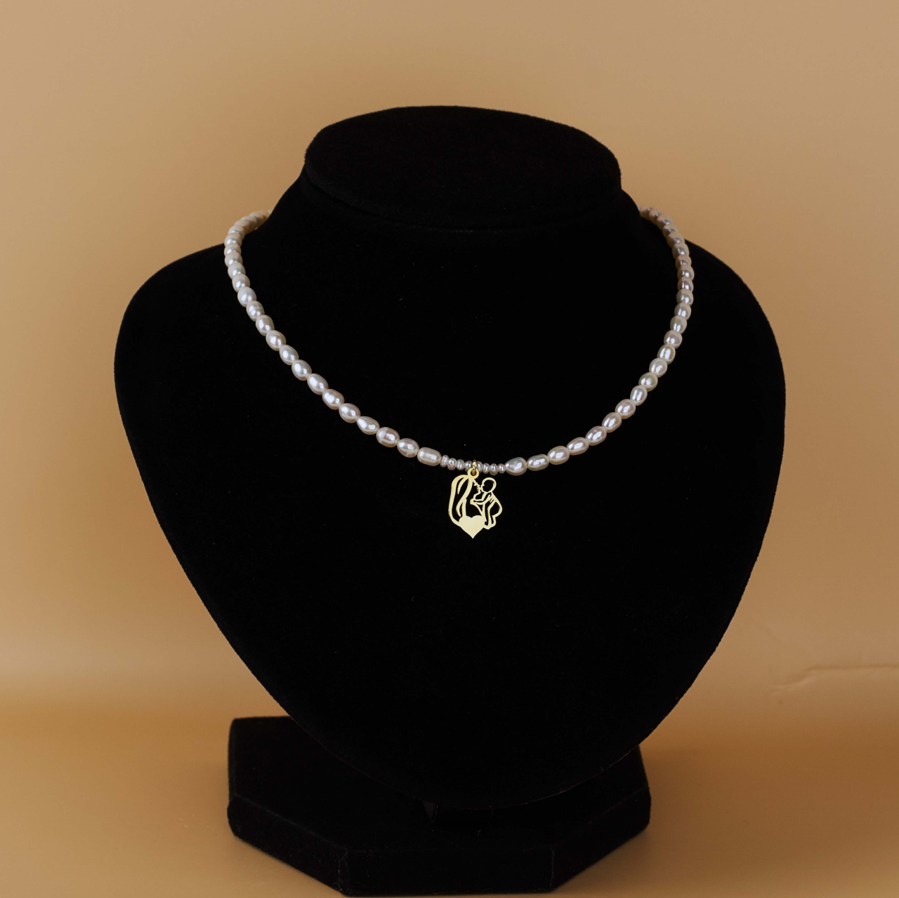 Colier perle naturale de cultura si pandantiv Mama si bebe Argint 925 Placat cu Aur 18K [4]