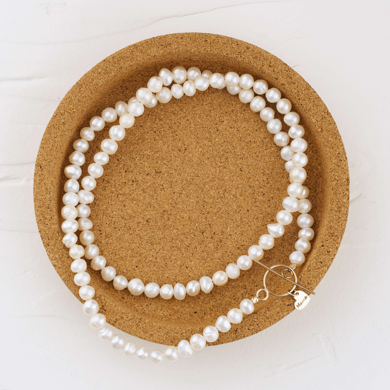 Colier din perle naturale cu inchizatoare toggle si inimioara din aur 14K [5]