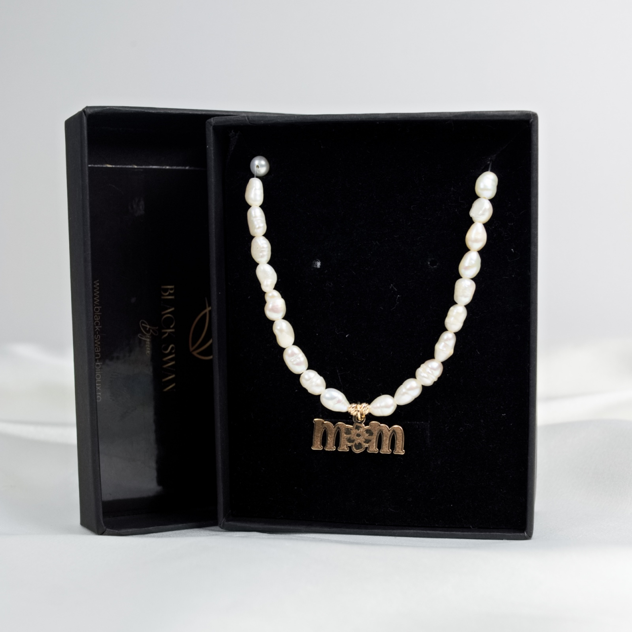 Colier din perle naturale cu pandantiv din aur 14K 'Mama' [7]