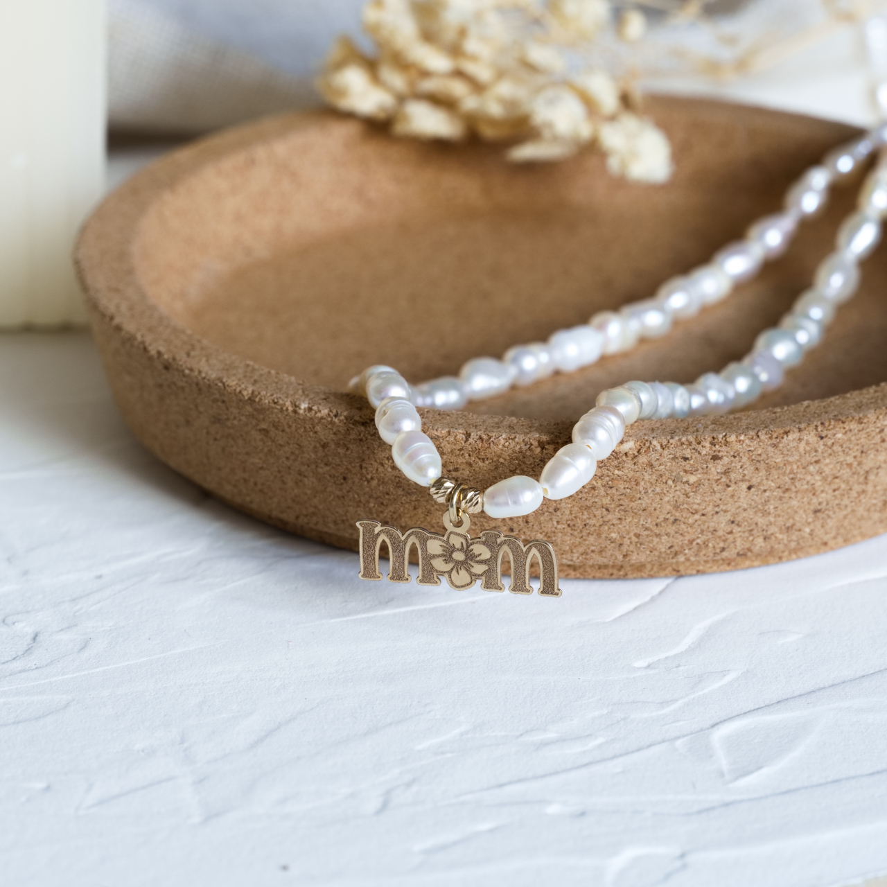 Colier din perle naturale cu pandantiv din aur 14K 'Mama' [2]