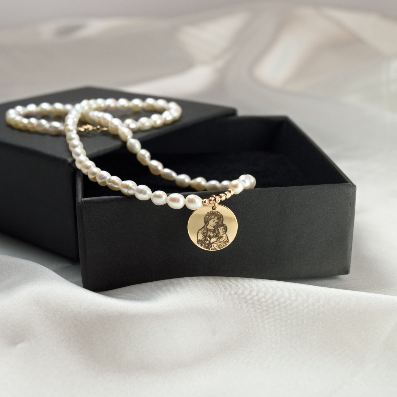 Colier Maica Domnului din perle naturale de cultura - Pandantiv din Aur 14K [5]