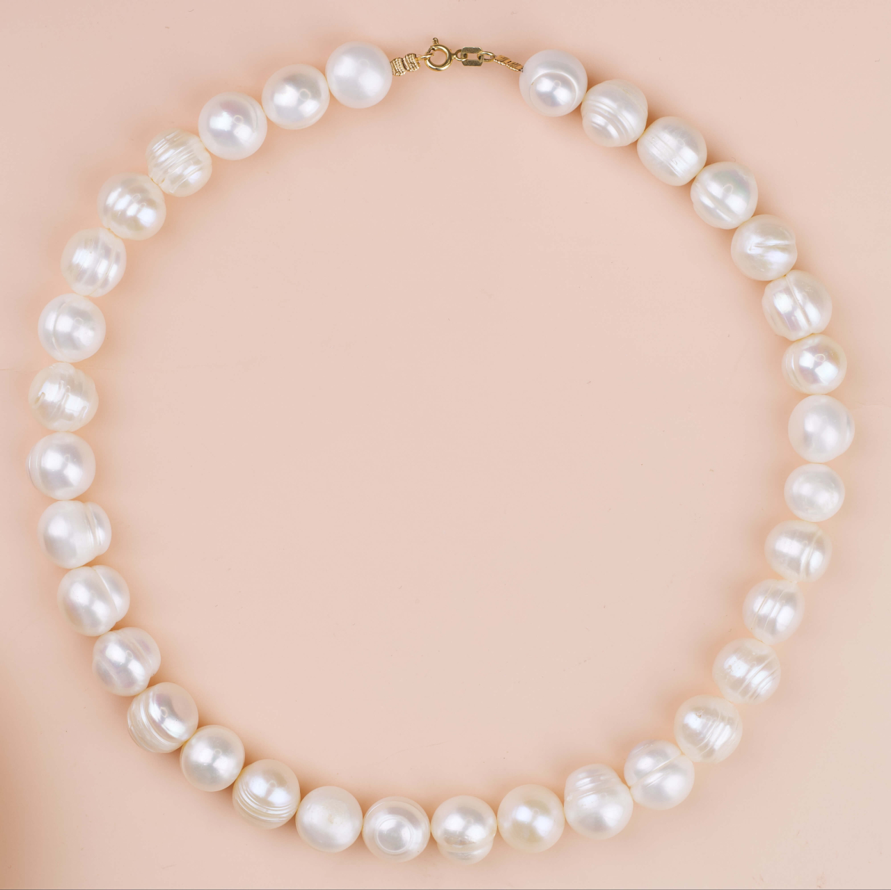 Colier clasic la baza gatului din perle naturale mari rotunde 12-14 mm - Inchizatoare din Aur 14K (585) [6]