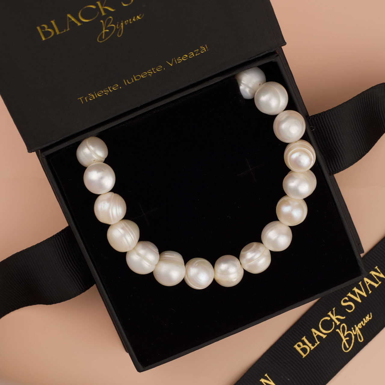 Colier clasic la baza gatului din perle naturale mari rotunde 12-14 mm - Inchizatoare din Aur 14K (585) [10]