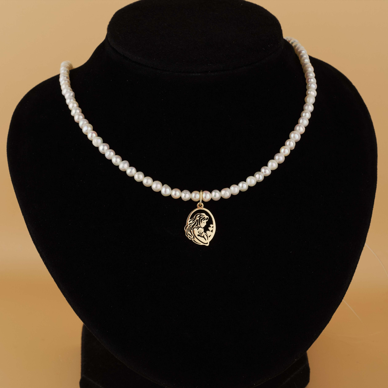 Colier perle naturale de cultura si Pandantiv din Aur 14K Mama si Bebe [2]