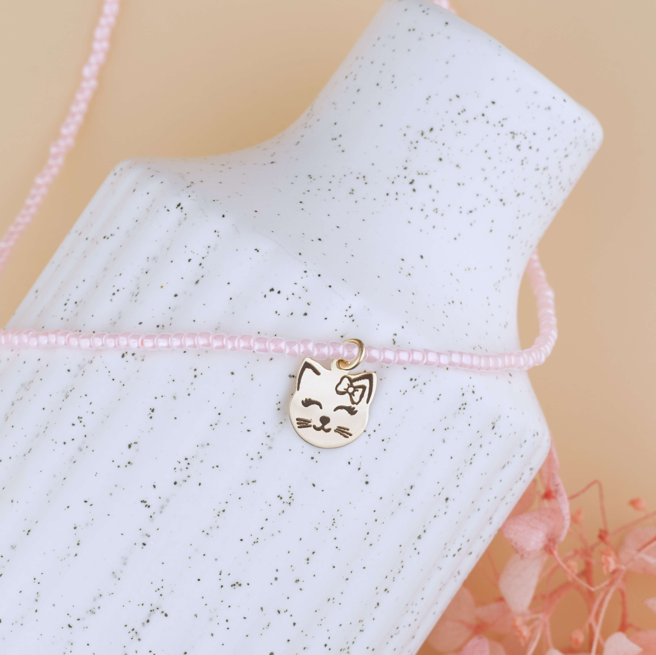 Colier fetite cu margele colorate si Pandantiv din Aur 14K Pisicuta Hello Kitty [5]