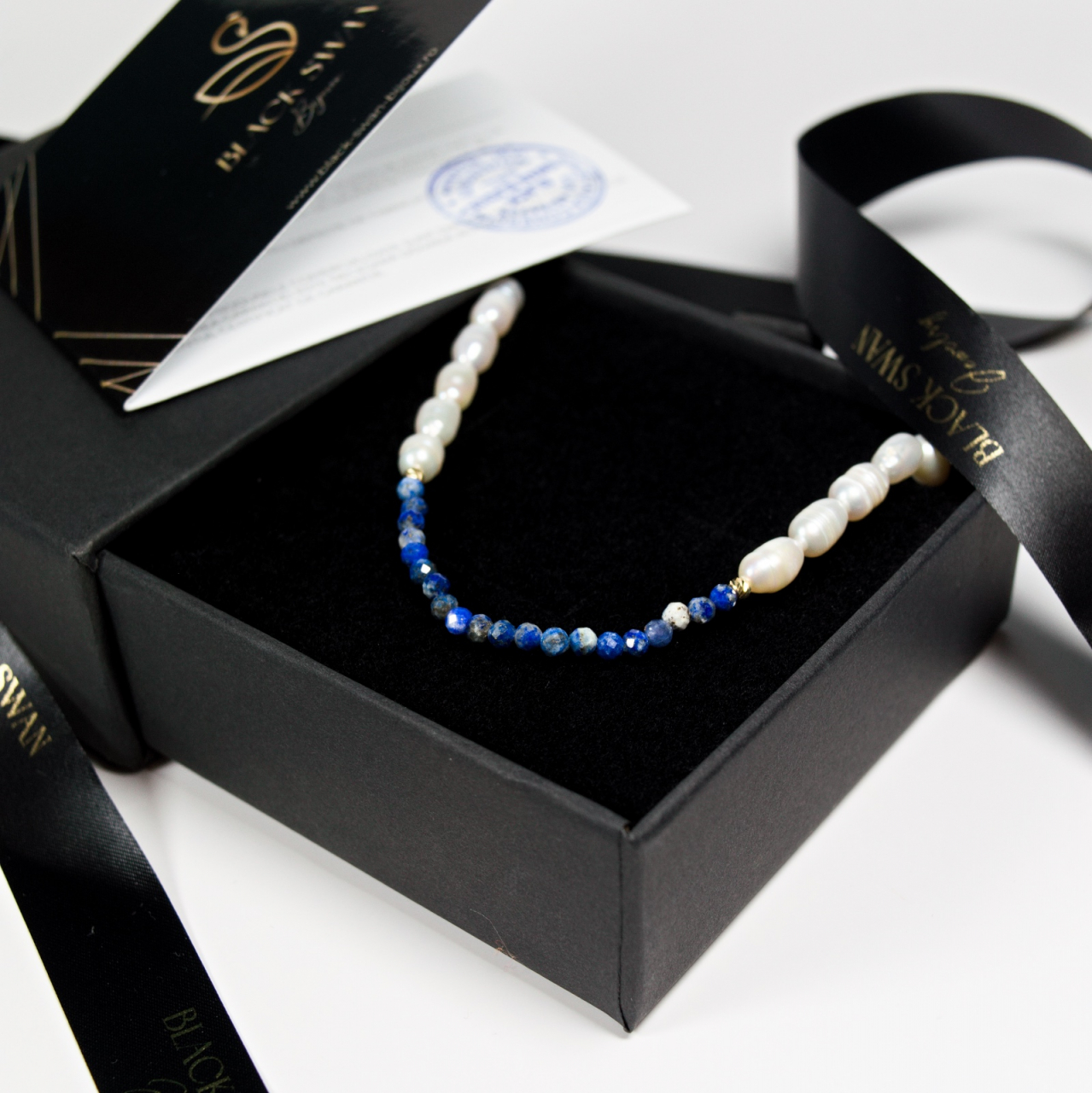 Colier din perle cu bile din aur si cristale naturale Lapis lazuli [7]