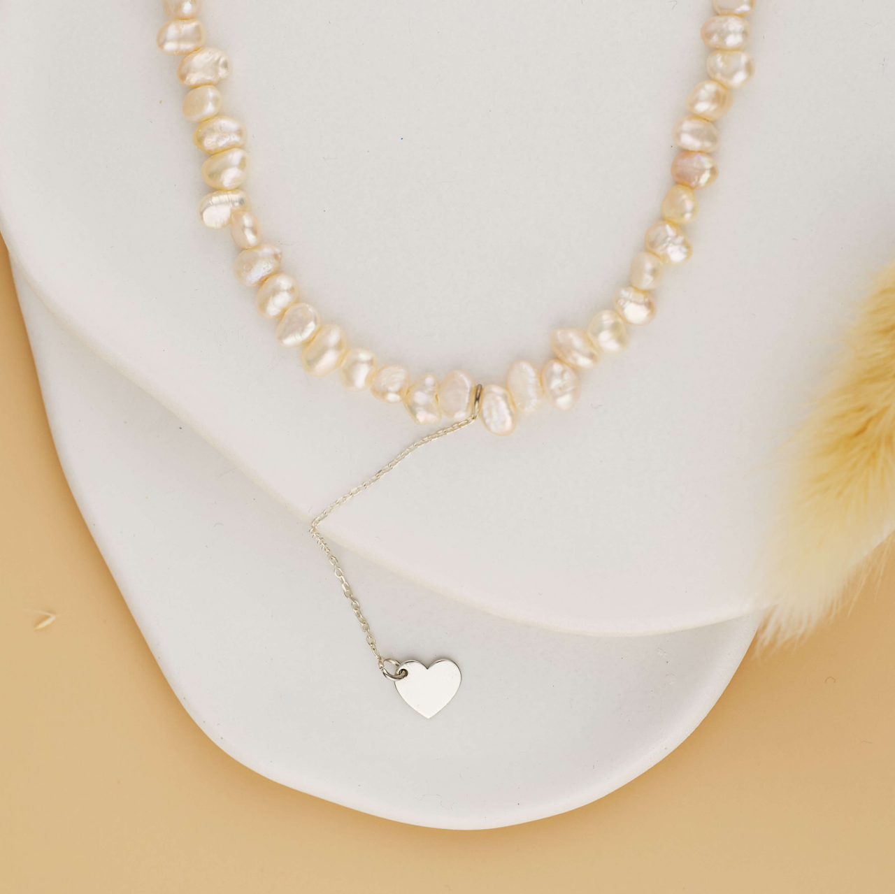 Colier perle de cultura neuniforme si pandantiv Inima extensie lant Argint 925 [2]