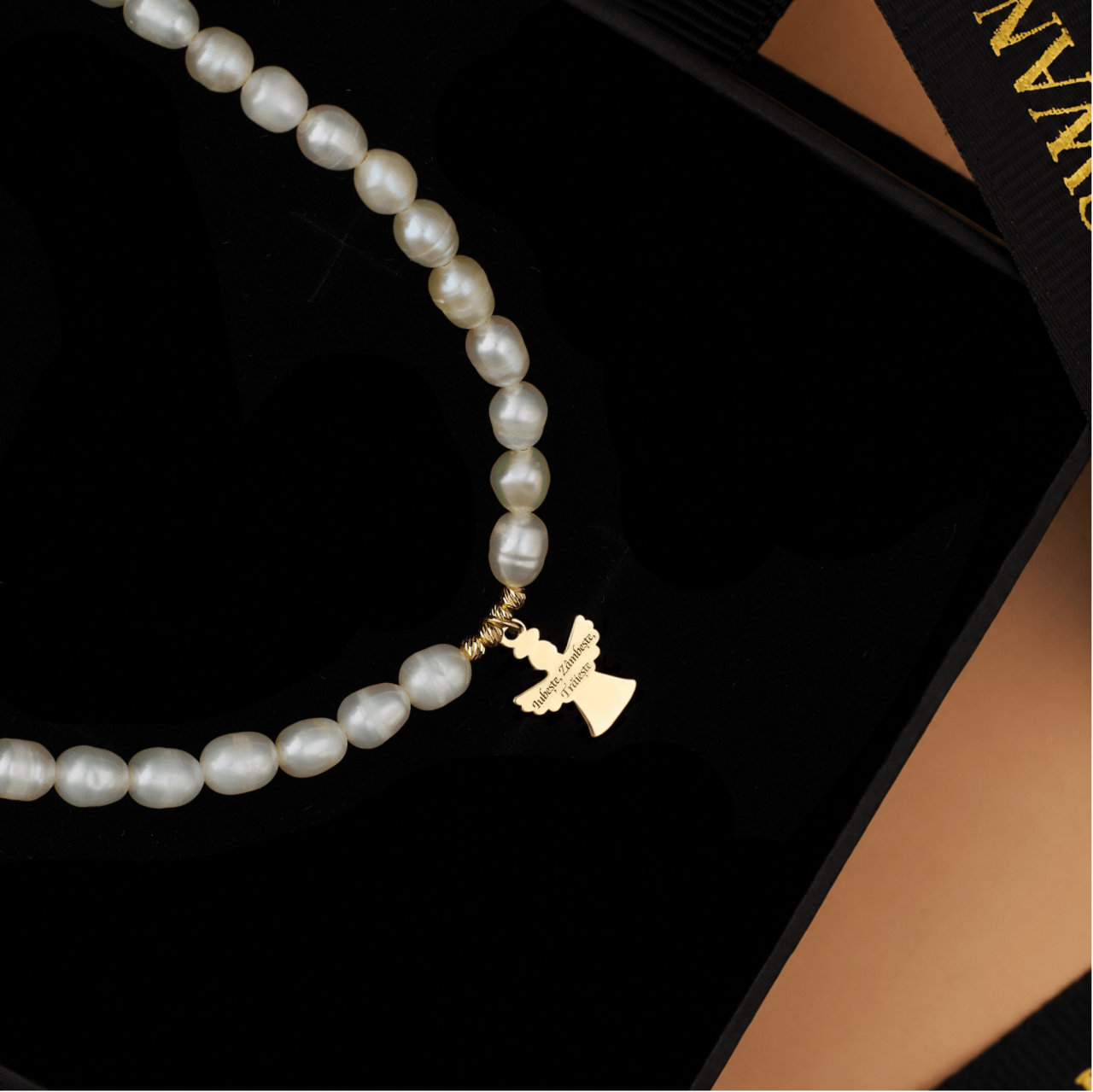 Colier perle de cultura si pendant ingeras aur 14K [3]