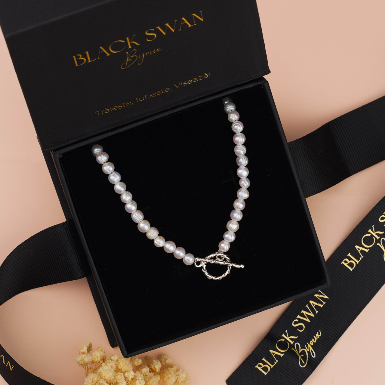 Colier perle naturale albe de cultura cu inchizatoare toggle din Argint 925 / Argint placat cu Aur 18k [4]