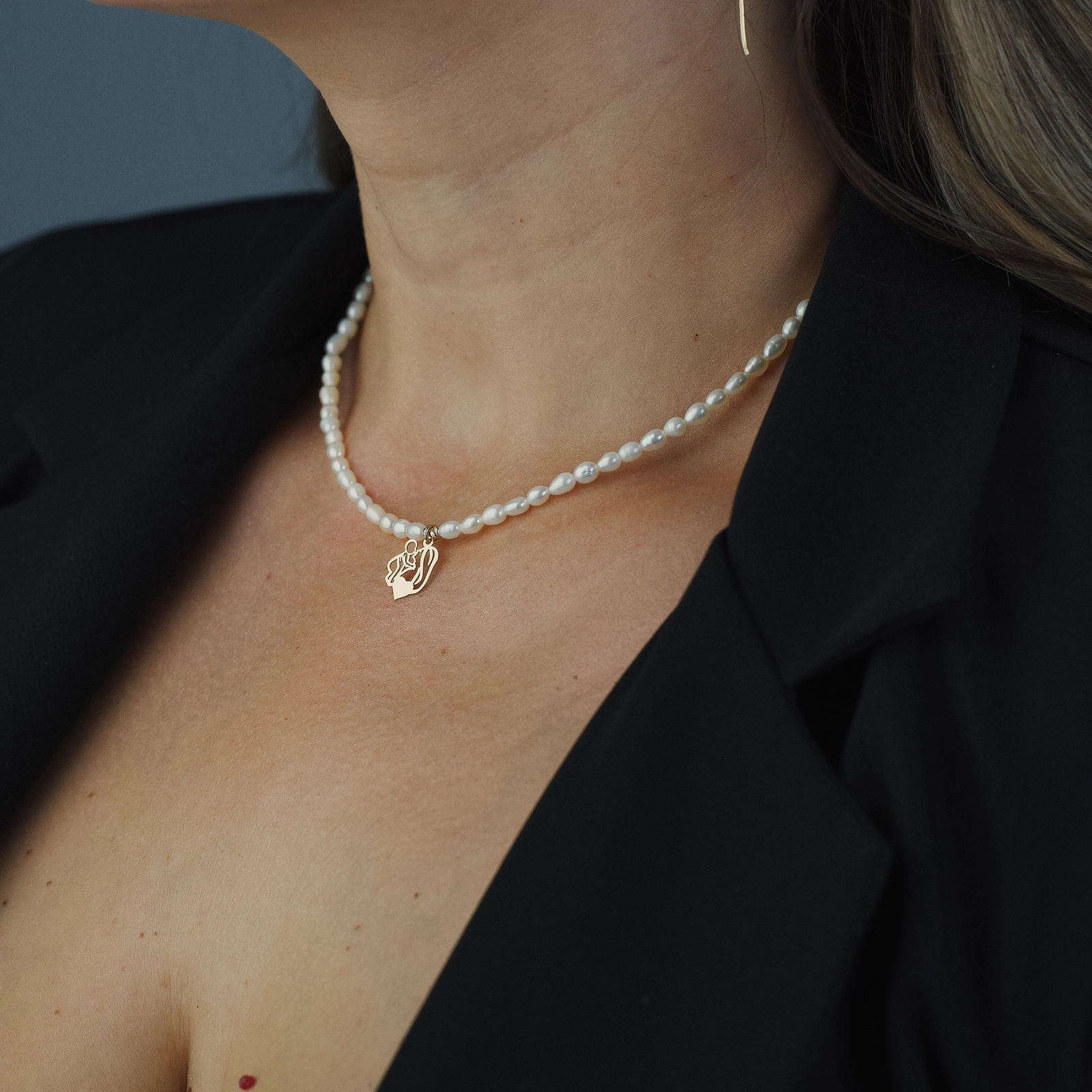 Colier perle naturale de cultura si pandantiv Mama si Bebe [1]