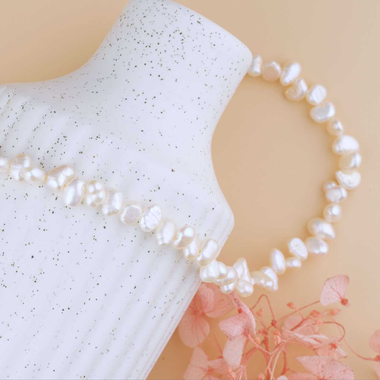 Colier perle baroc - perle naturale de apa dulce cu sistem de prindere reglabil 40 + 5 cm Argint /Argint suflat cu Aur 18K [2]