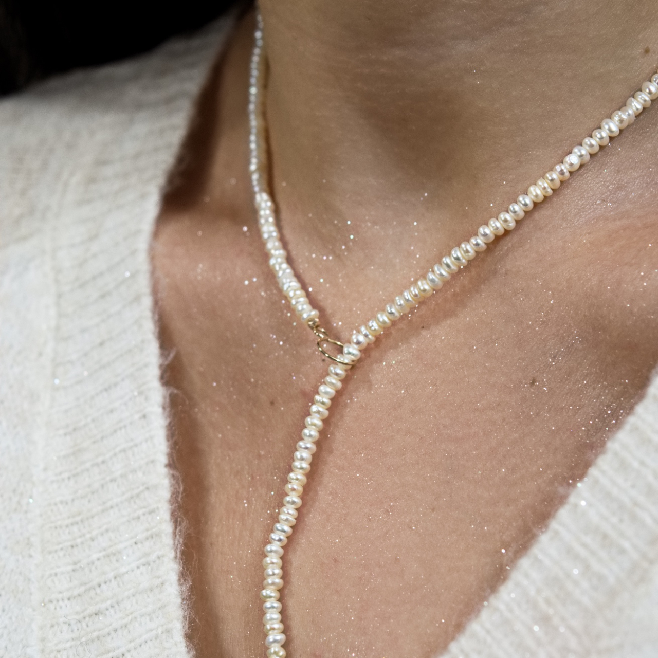Colier perle naturale ajustabil si inchizatoare lock toggle din Aur 14K [2]